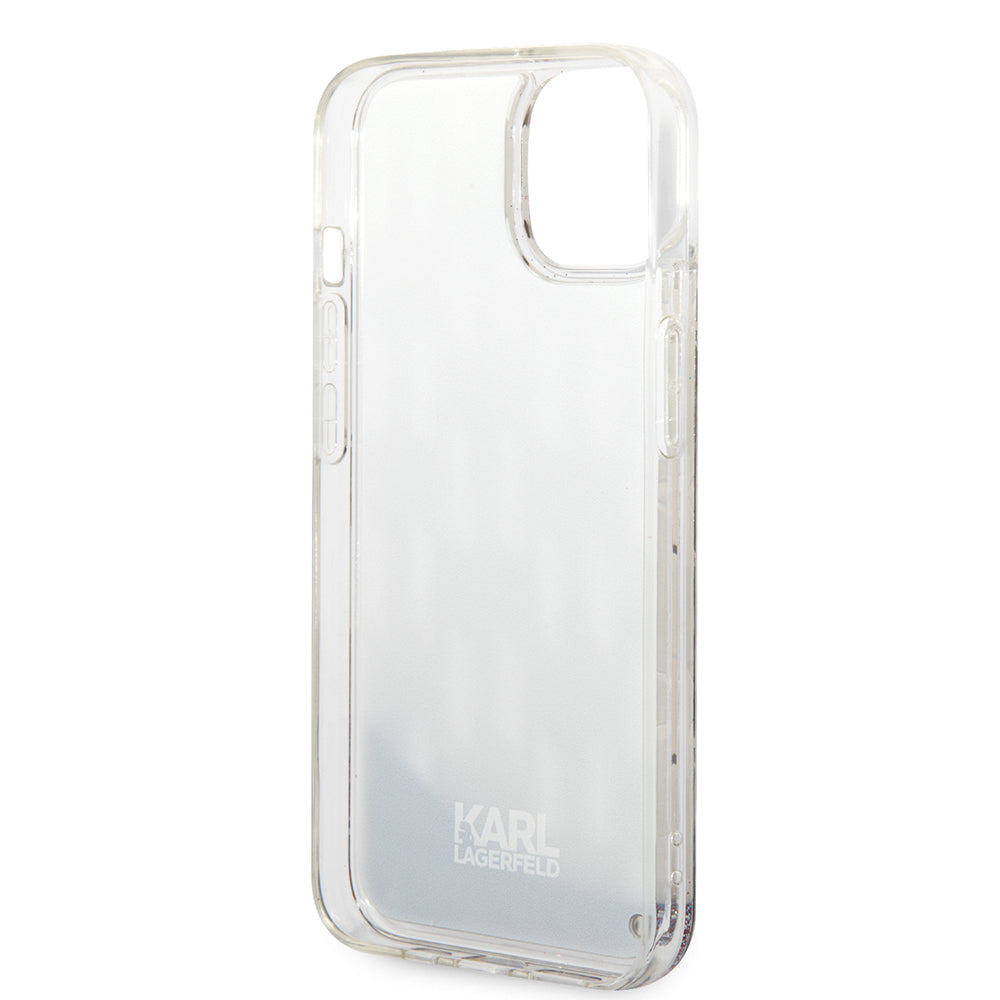 Case for Apple iPhone 14 Plus, Karl Lagerfeld, Liquid Glitter Monogram, Silver