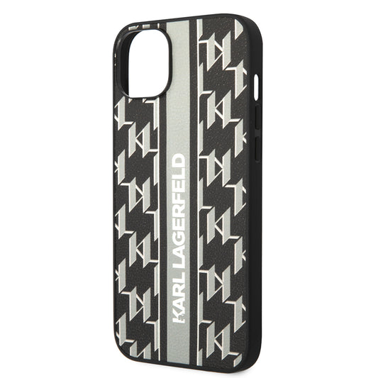 Custodia per Apple iPhone 14 Plus, Karl Lagerfeld, Monogram Stripe, Grigio