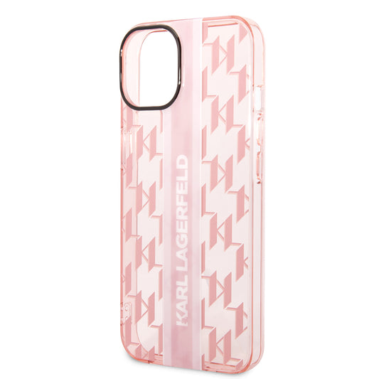 Custodia per Apple iPhone 14 Plus, Karl Lagerfeld, Monogram Stripe, Rosa