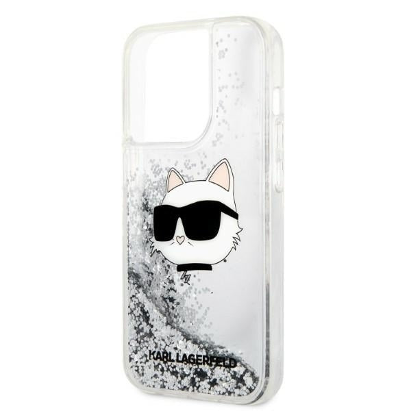 Custodia per Apple iPhone 14 Pro, Karl Lagerfeld, Glitter Choupette's Head, Argento