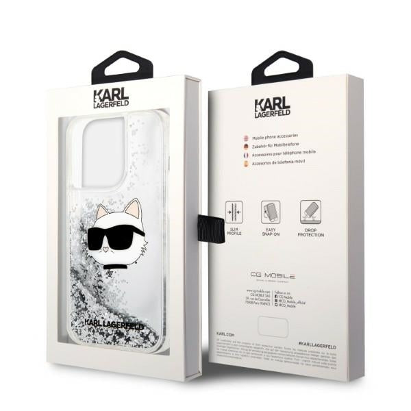 Custodia per Apple iPhone 14 Pro, Karl Lagerfeld, Glitter Choupette's Head, Argento