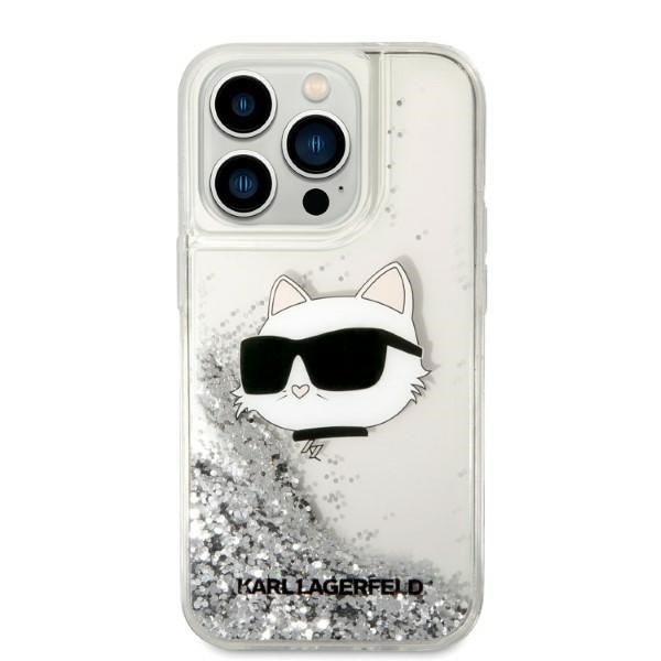 Custodia per Apple iPhone 14 Pro, Karl Lagerfeld, Glitter Choupette's Head, Argento