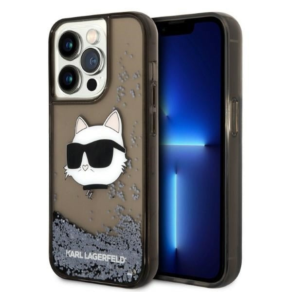 Custodia per Apple iPhone 14 Pro, Karl Lagerfeld, Glitter Choupette's Head, Nera