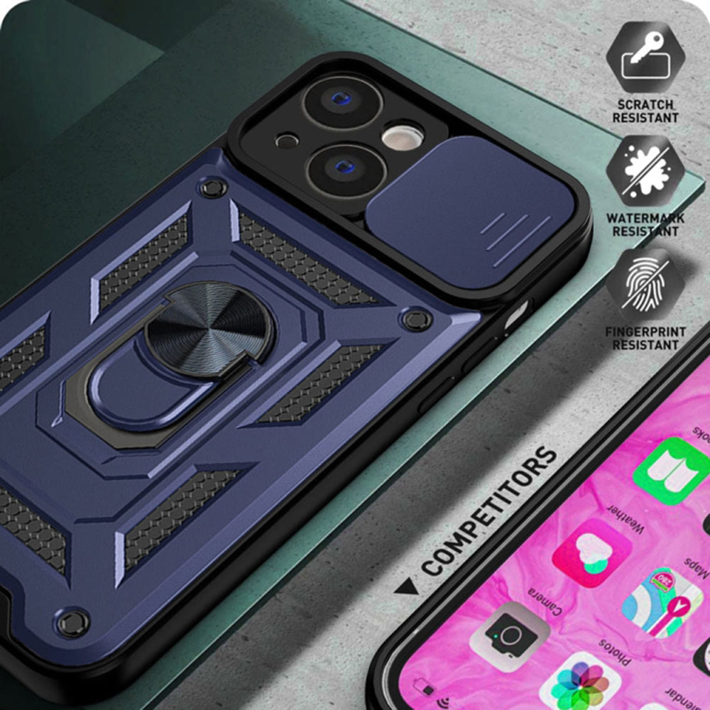 Custodia per Apple iPhone 14, Techsuit, CamShield, Blu