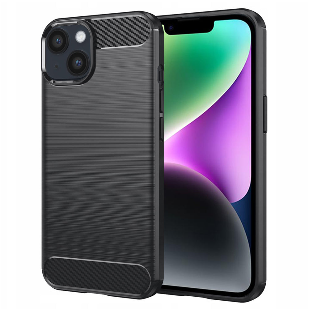 Custodia per Apple iPhone 14, Techsuit, Carbonio, Nera