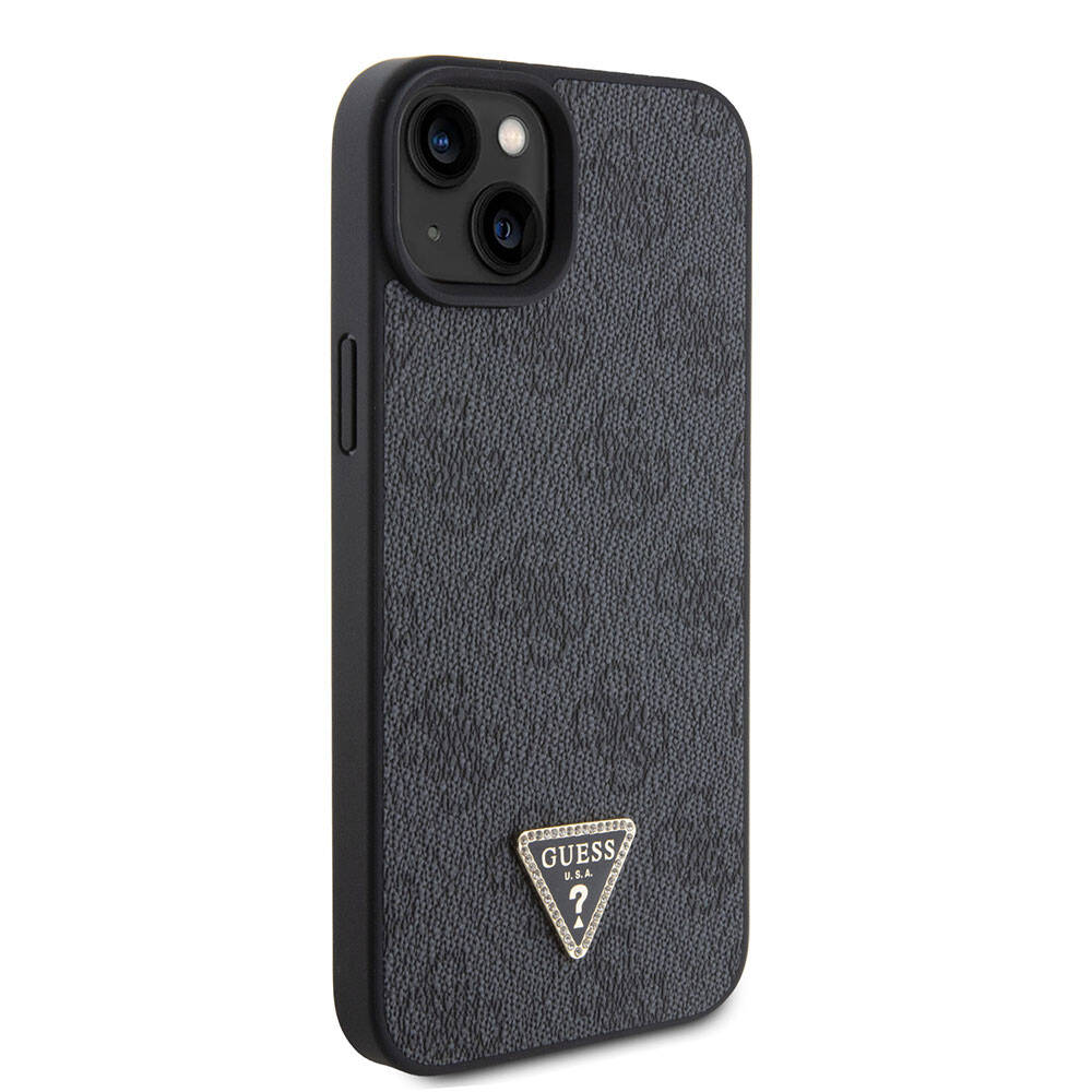 Custodia per Apple iPhone 15 / 14, Guess, Crossbody 4G Metal Logo, Nera