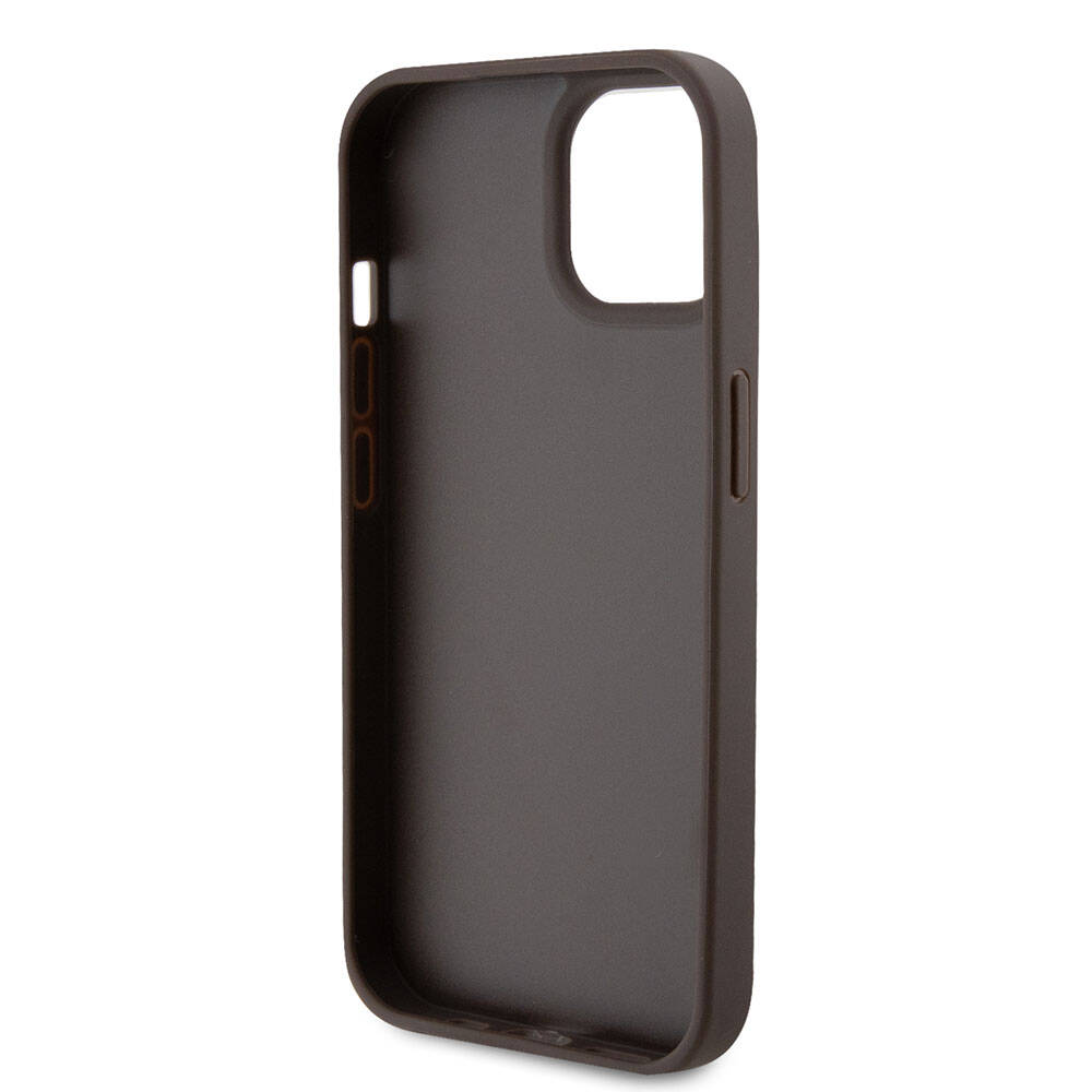 Custodia per Apple iPhone 15, Guess, Crossbody 4G Metal Logo, Marrone