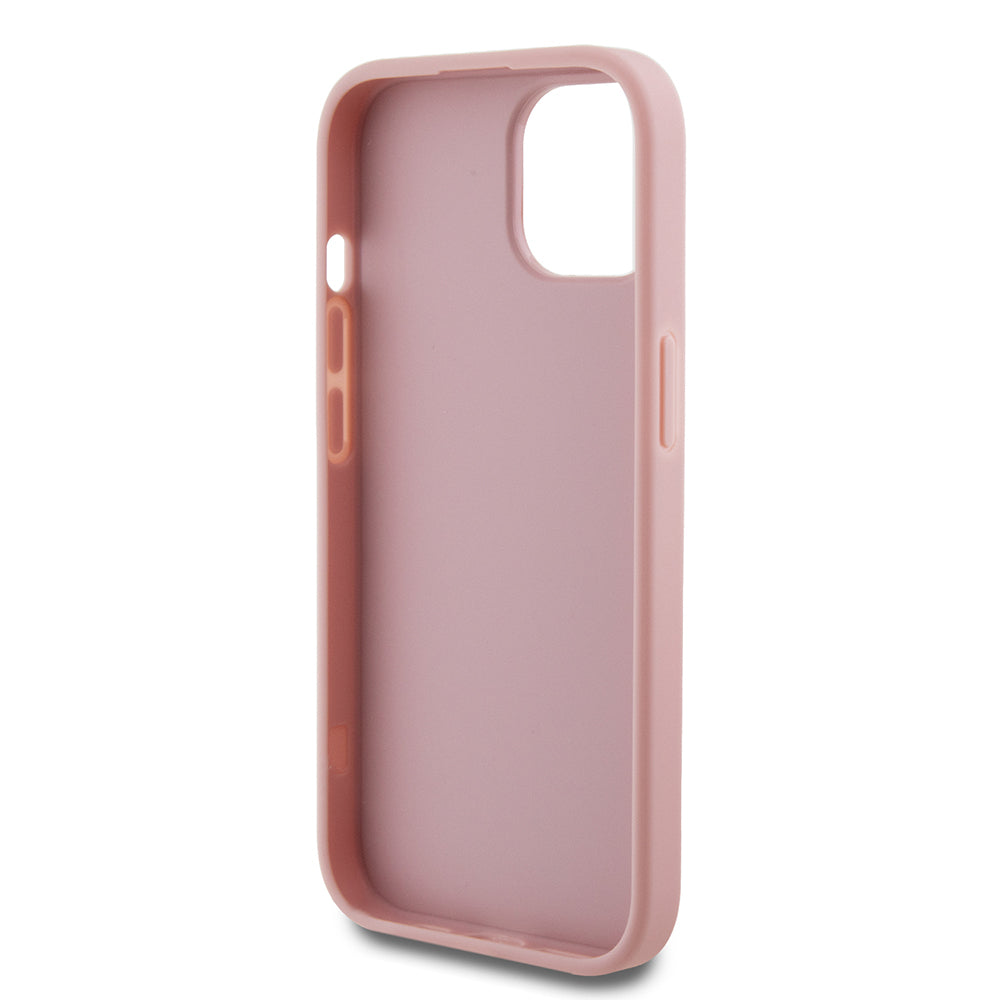 Custodia per Apple iPhone 15, Guess, Glitter Big 4G Script, Rosa