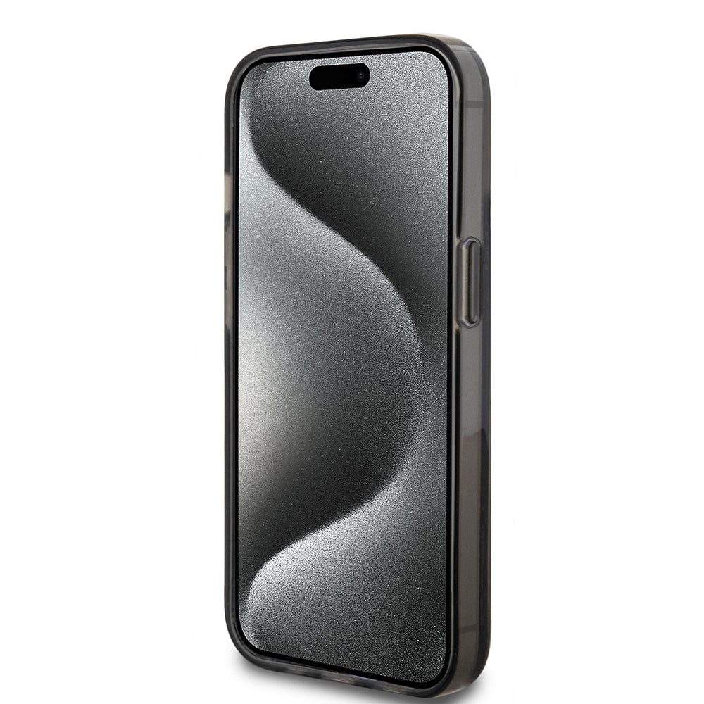 Custodia per Apple iPhone 15, Guess, Liquid Glitter Gold Stripes, Nera