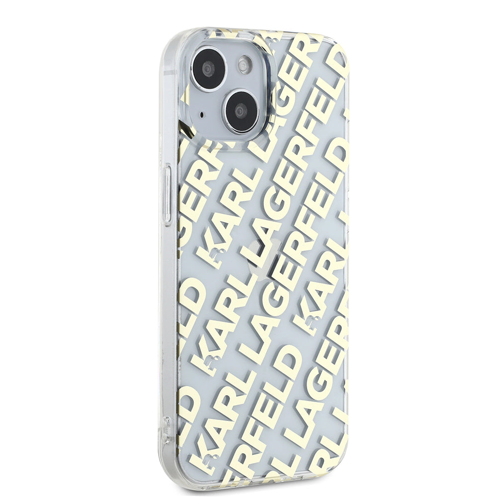 Custodia per Apple iPhone 15, Karl Lagerfeld, IML Luxury Gold Fullover Logo, Dorata