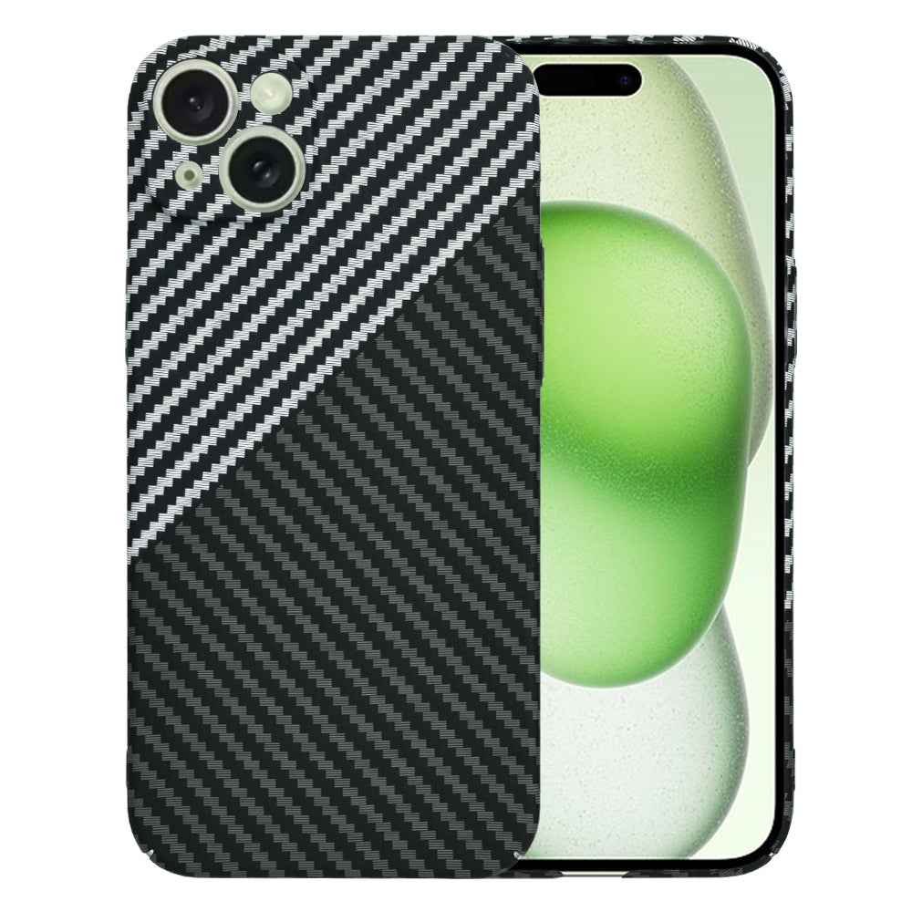 Custodia per Apple iPhone 15 Plus, Techsuit, Carbonite FiberShell, Nero Grigio