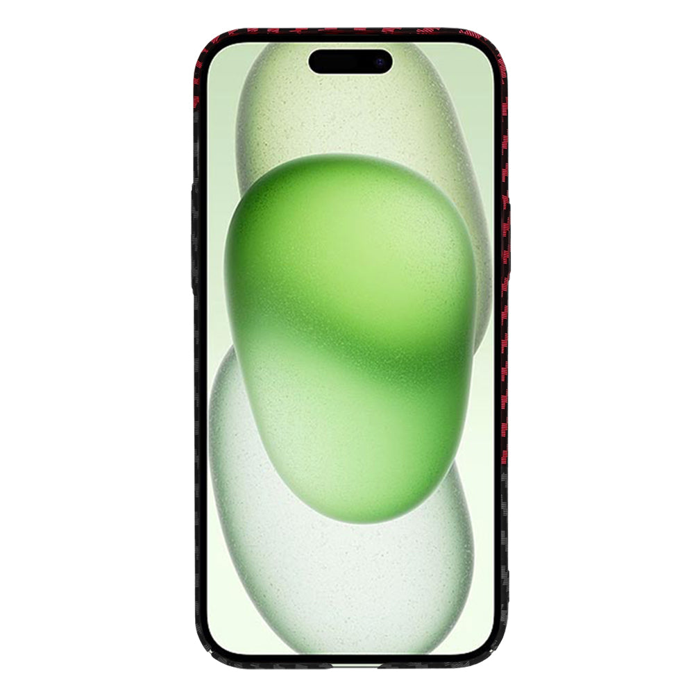 Custodia per Apple iPhone 15 Plus, Techsuit, Carbonite FiberShell, Nero Rosso