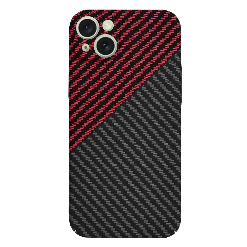 Custodia per Apple iPhone 15 Plus, Techsuit, Carbonite FiberShell, Nero Rosso