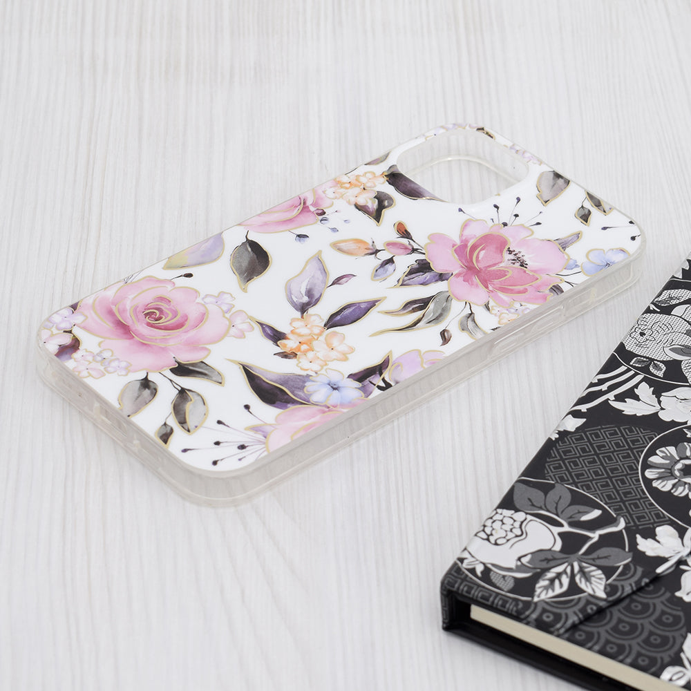 Custodia per Apple iPhone 15 Plus, Techsuit, Marble, Bianca