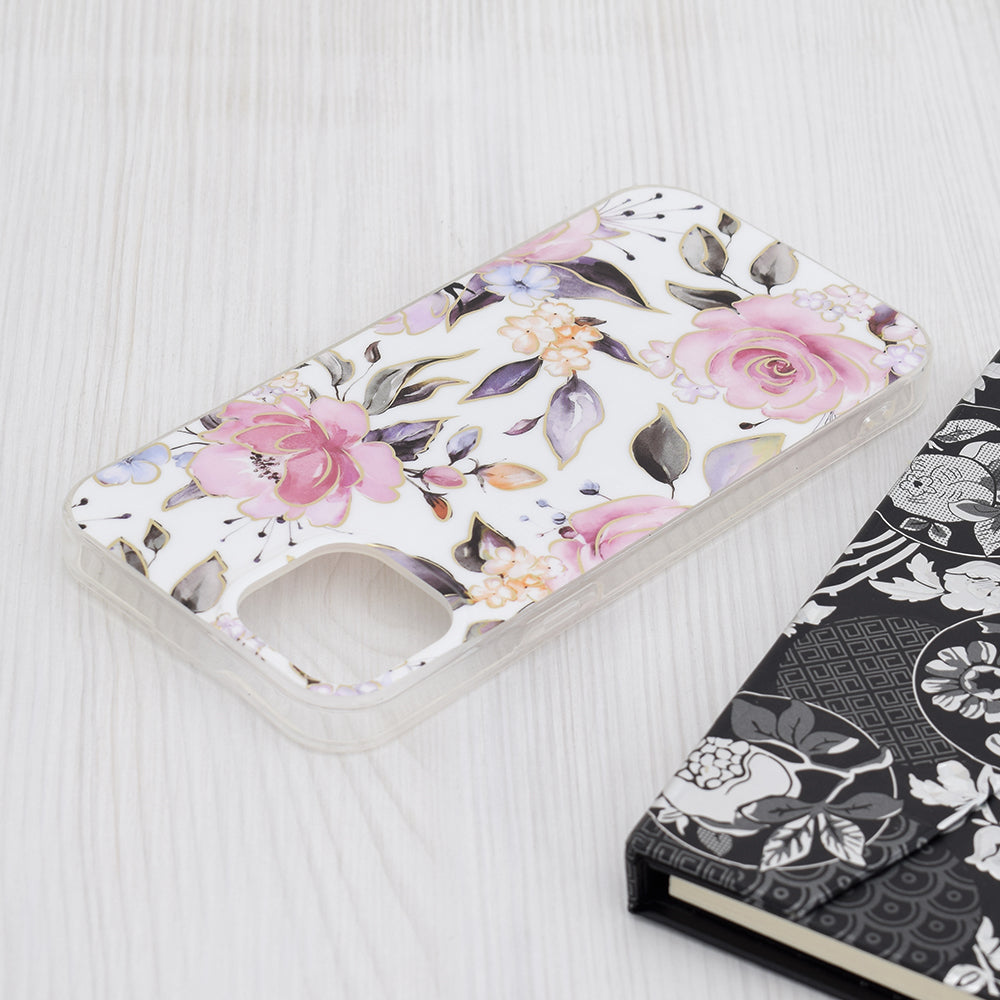 Custodia per Apple iPhone 15 Plus, Techsuit, Marble, Bianca