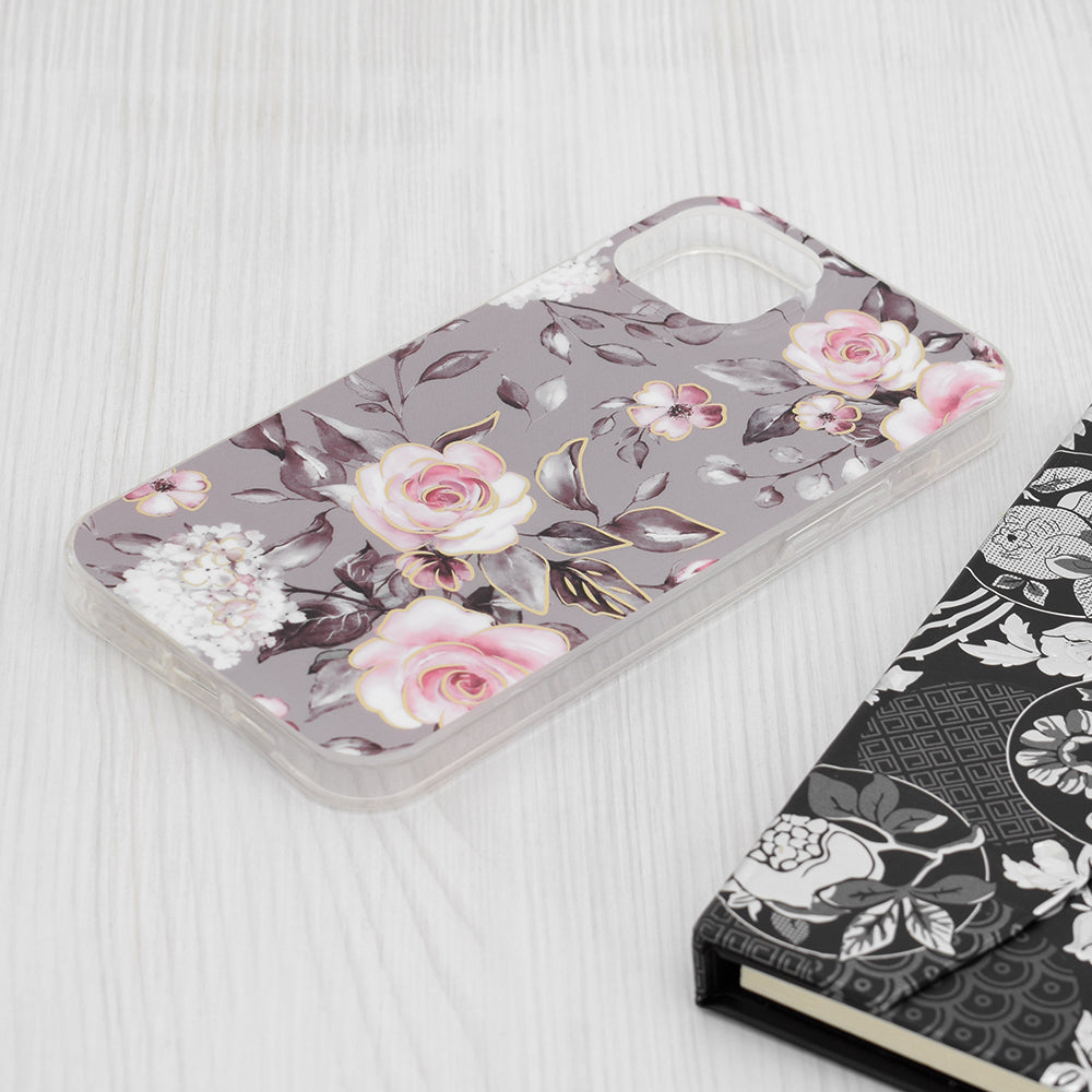 Custodia per Apple iPhone 15 Plus, Techsuit, Marble, Grigio