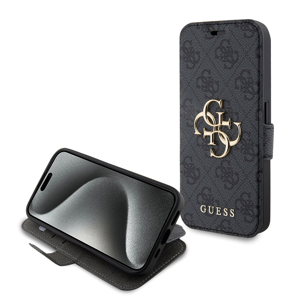 Custodia per Apple iPhone 15 Pro, Guess, 4G Book, Grigio