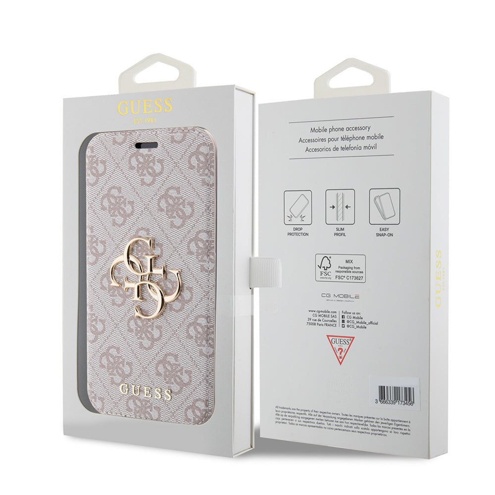 Custodia per Apple iPhone 15 Pro, Guess, 4G Book, Rosa