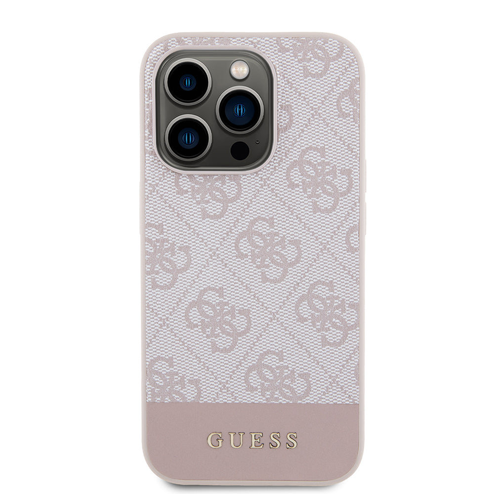 Custodia per Apple iPhone 15 Pro, Guess, 4G Stripe, Rosa