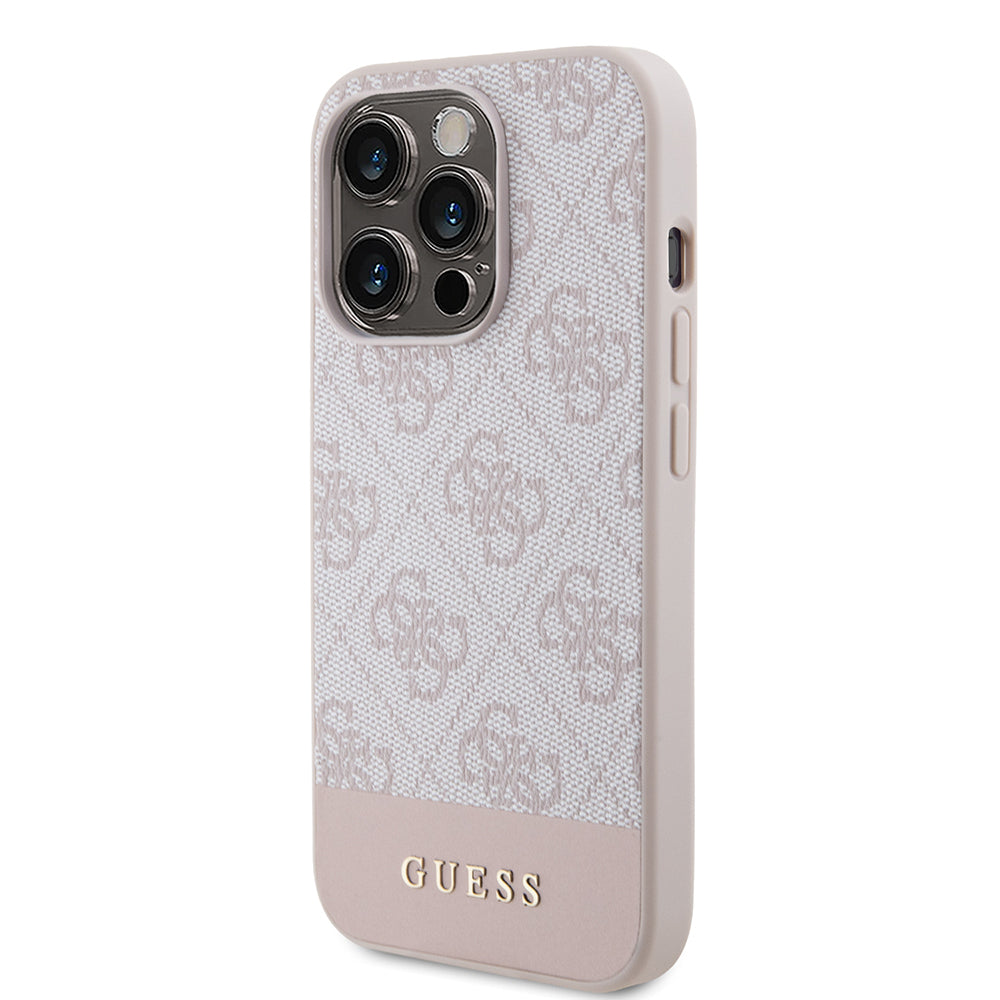 Custodia per Apple iPhone 15 Pro, Guess, 4G Stripe, Rosa