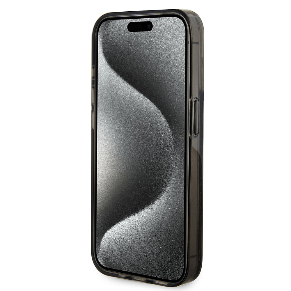 Custodia per Apple iPhone 15 Pro, Guess, Liquid Glitter Gold Stripe, Nera