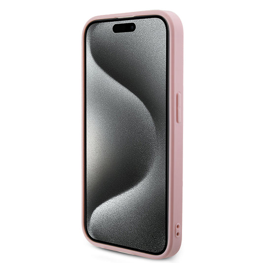 Custodia per Apple iPhone 15 Pro, Guess, Saffiano Iridescent Script, Rosa