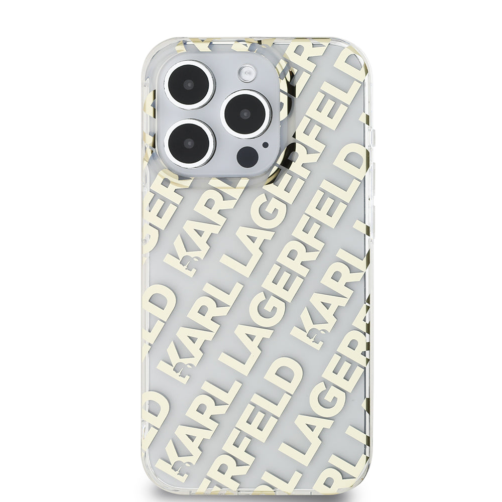 Custodia per Apple iPhone 15 Pro, Karl Lagerfeld, IML Luxury Monogram KL Pattern with Strap, Nera