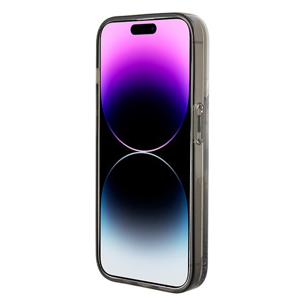 Custodia per Apple iPhone 15 Pro, Karl Lagerfeld, Liquid Glitter Ikonik Karl, Trasparente