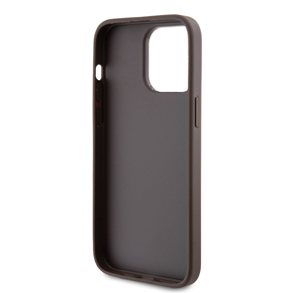 Custodia per Apple iPhone 15 Pro Max, Guess, 4G Metal Gold Logo, Marrone