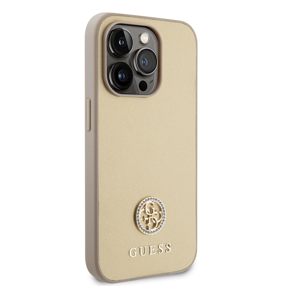 Custodia per Apple iPhone 15 Pro Max, Guess, 4G Strass Metal Logo, Dorata