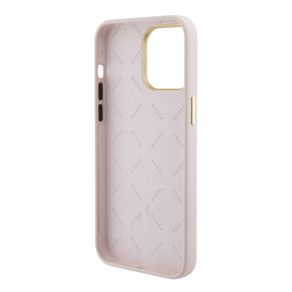 Custodia per Apple iPhone 15 Pro Max, Guess, 4G Strass Metal Logo, Rosa