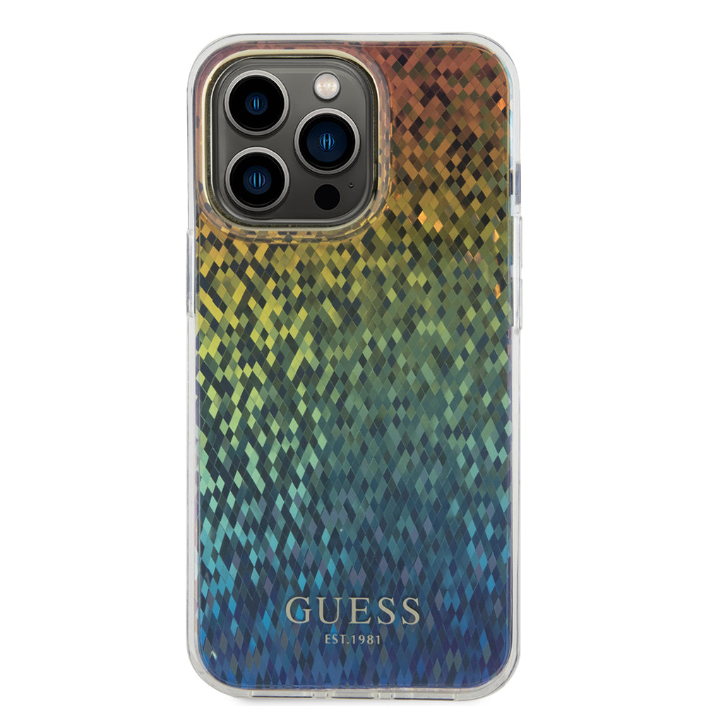 Custodia per Apple iPhone 15 Pro Max, Guess, IML Faceted Mirror Disco Iridescent, Multicolore