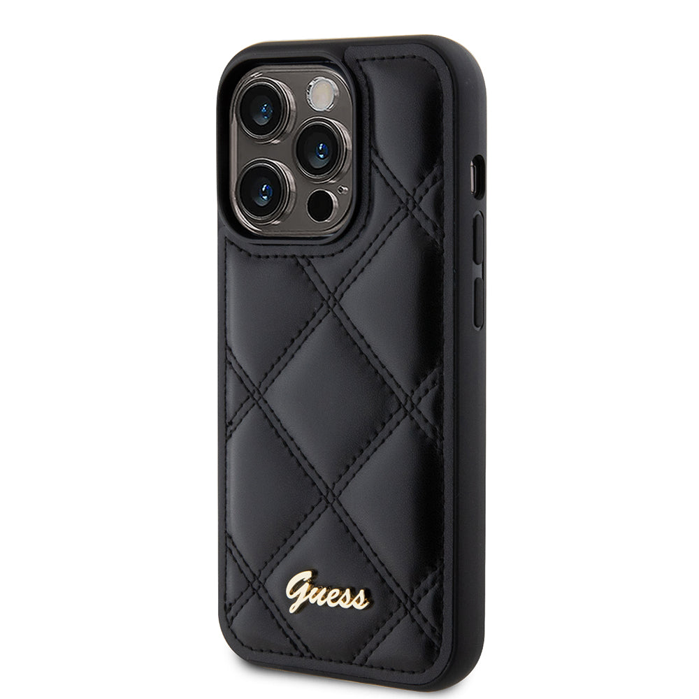Custodia per Apple iPhone 15 Pro Max, Guess, Quilted Metal Logo, Nera
