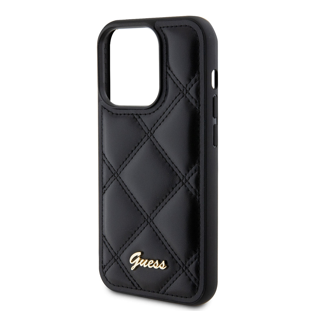 Custodia per Apple iPhone 15 Pro Max, Guess, Quilted Metal Logo, Nera