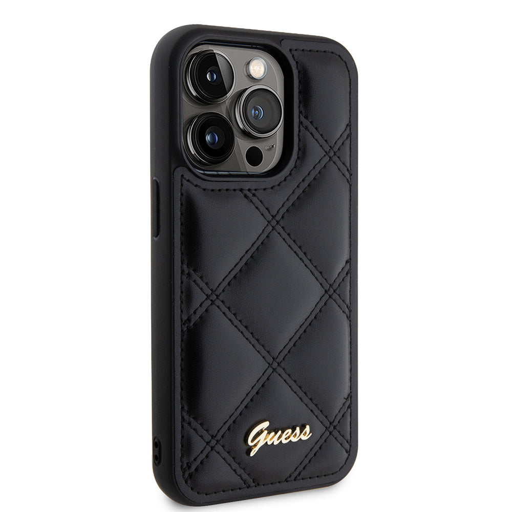 Custodia per Apple iPhone 15 Pro Max, Guess, Quilted Metal Logo, Nera