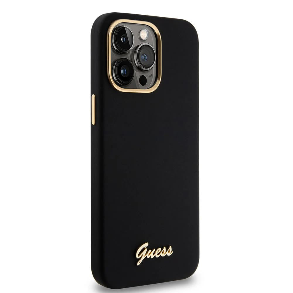Custodia per Apple iPhone 15 Pro Max, Guess, Script Metal Logo & Frame, Nera
