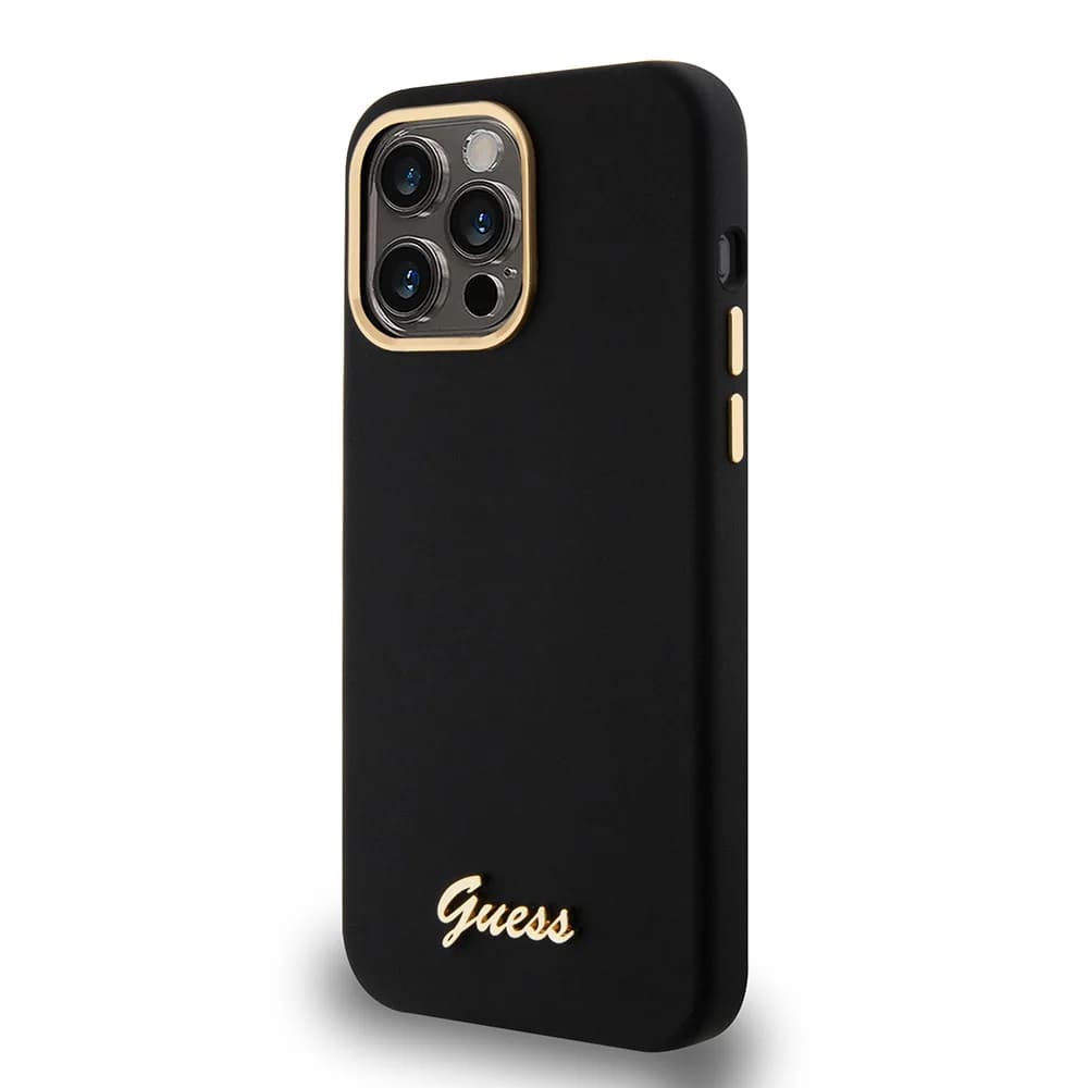 Custodia per Apple iPhone 15 Pro Max, Guess, Script Metal Logo & Frame, Nera