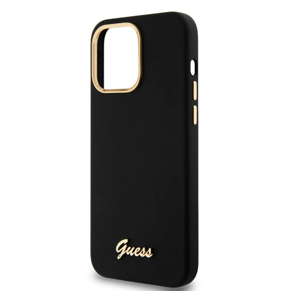 Custodia per Apple iPhone 15 Pro Max, Guess, Script Metal Logo & Frame, Nera
