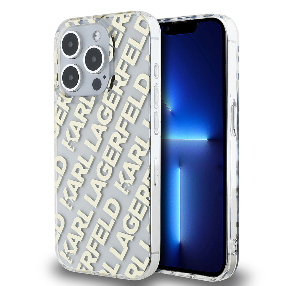 Custodia per Apple iPhone 15 Pro Max, Karl Lagerfeld, IML Luxury Gold Fullover Logo, Dorata