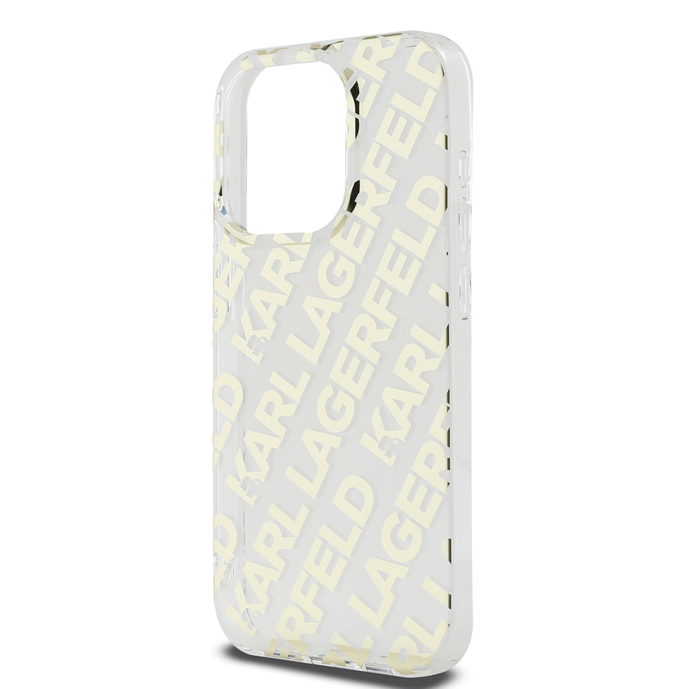 Custodia per Apple iPhone 15 Pro Max, Karl Lagerfeld, IML Luxury Gold Fullover Logo, Dorata