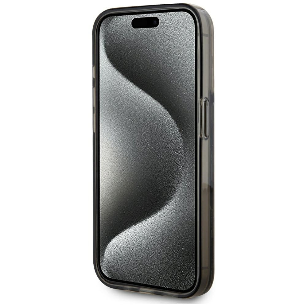 Custodia per Apple iPhone 15 Pro Max, Karl Lagerfeld, Liquid Glitter Monogram, Nera