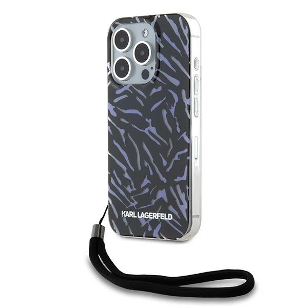 Custodia per Apple iPhone 15 Pro Max, Karl Lagerfeld, Zebra with Cord Strap, Viola