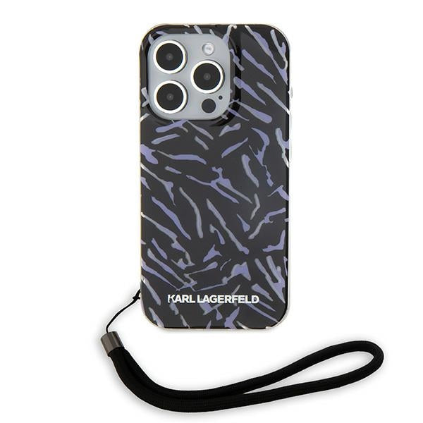 Custodia per Apple iPhone 15 Pro Max, Karl Lagerfeld, Zebra with Cord Strap, Viola