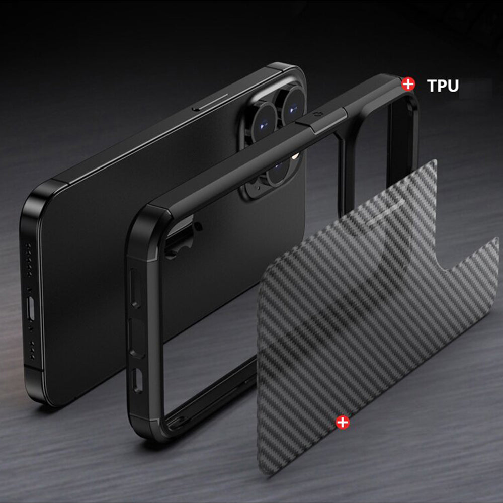 Custodia per Apple iPhone 15 Pro Max, Techsuit, CarbonFuse, Nera