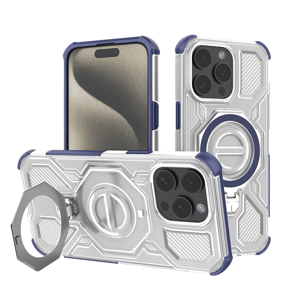 Custodia per Apple iPhone 15 Pro, Techsuit, Carbon Shield Pro, Blu