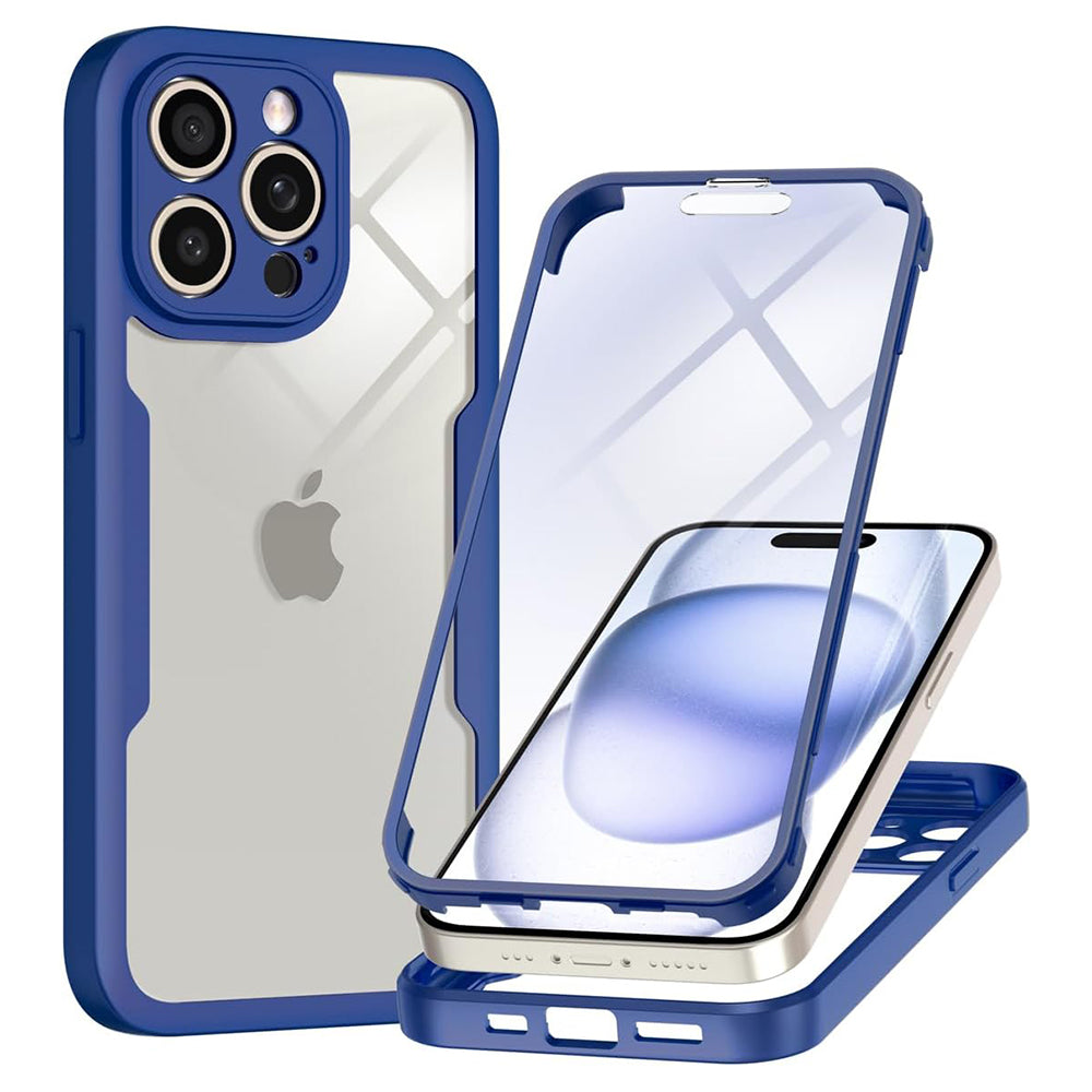 Custodia per Apple iPhone 15 Pro, Techsuit, ColorVerse 360, Blu