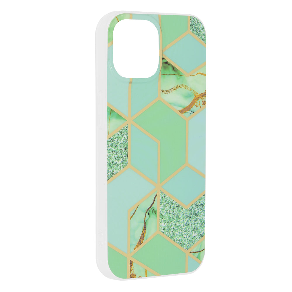 Custodia per Apple iPhone 15, Techsuit, Marble, Verde