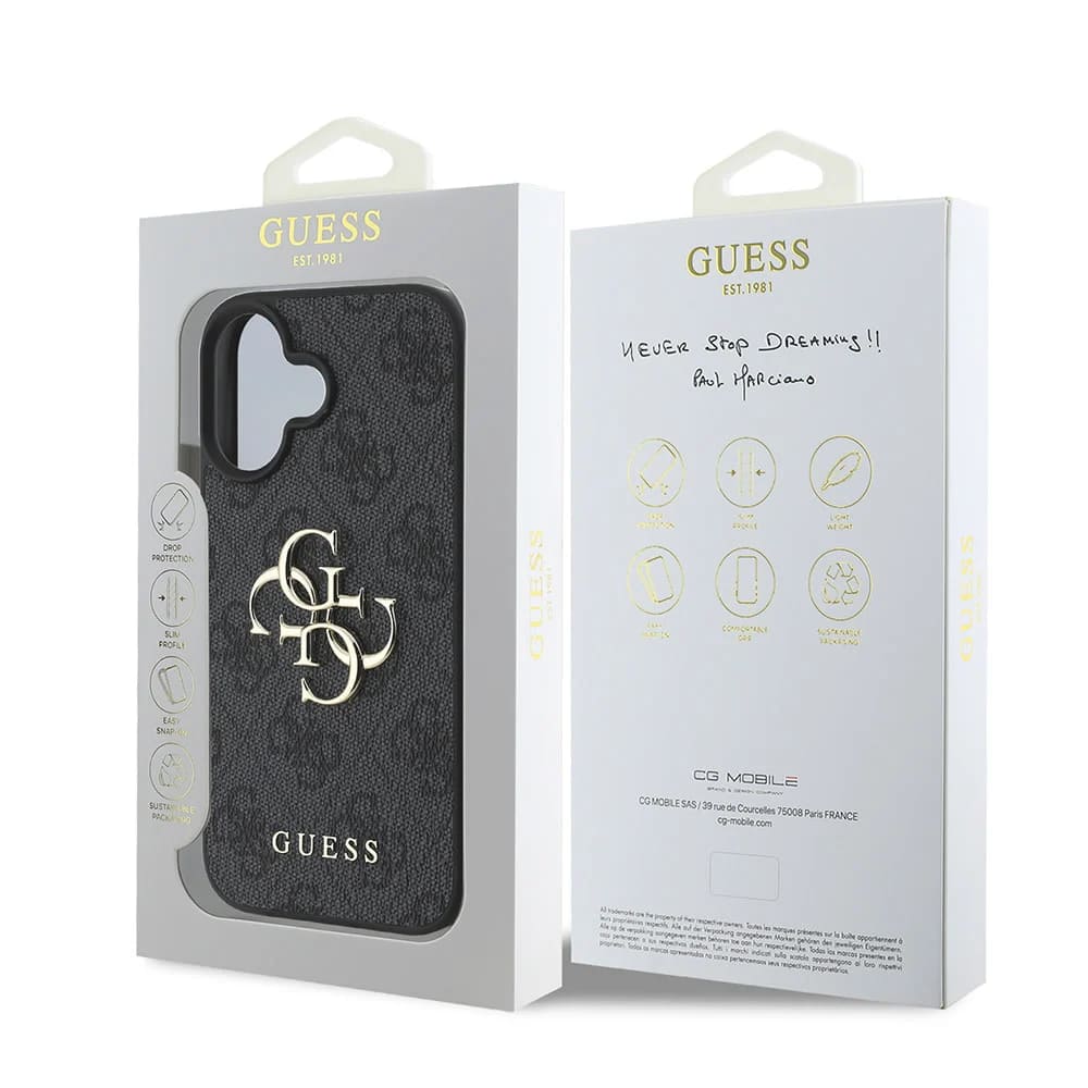 Custodia per Apple iPhone 16, Guess, 4G Big Logo, Nera