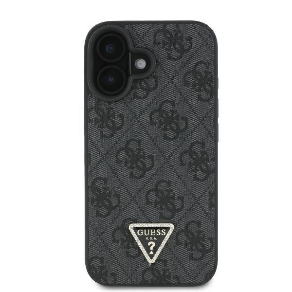 Custodia per Apple iPhone 16, Guess, Crossbody 4G Triangle Strass, Nera