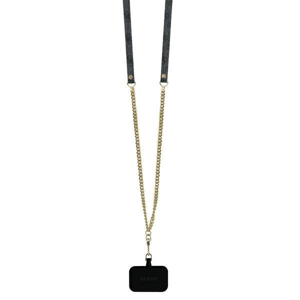 Custodia per Apple iPhone 16, Guess, Crossbody 4G Triangle Strass, Nera